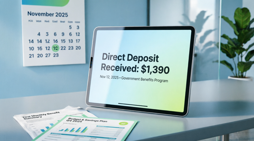 $1390 direct deposit november 2025