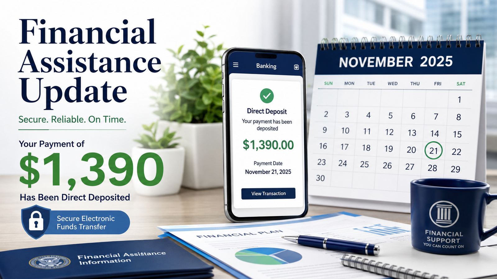 $1390 direct deposit november 2025