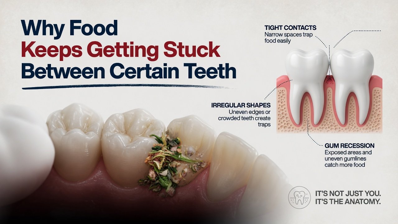 Why Food Keeps Getting Stuck Between Certain Teeth
